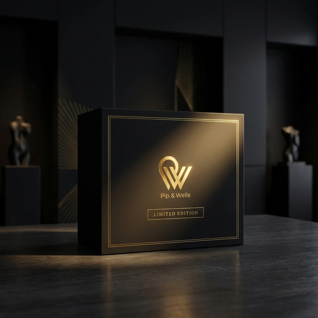 Pip & Wells Limited Edition-Geschenkbox in einem dunklen Interieur