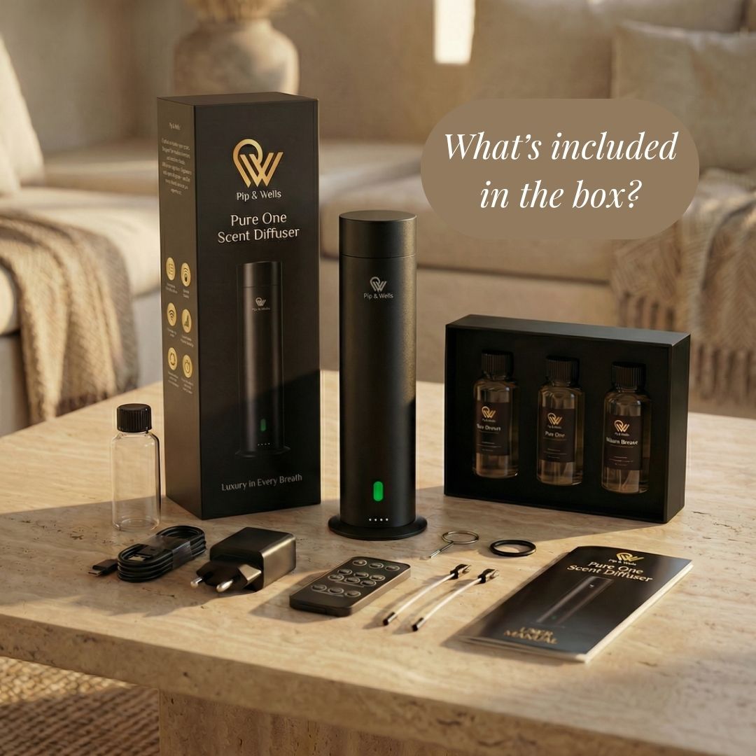 Pip & Wells Pure One Aroma-Diffuser-Geschenkset mit Verpackung und Zubehör