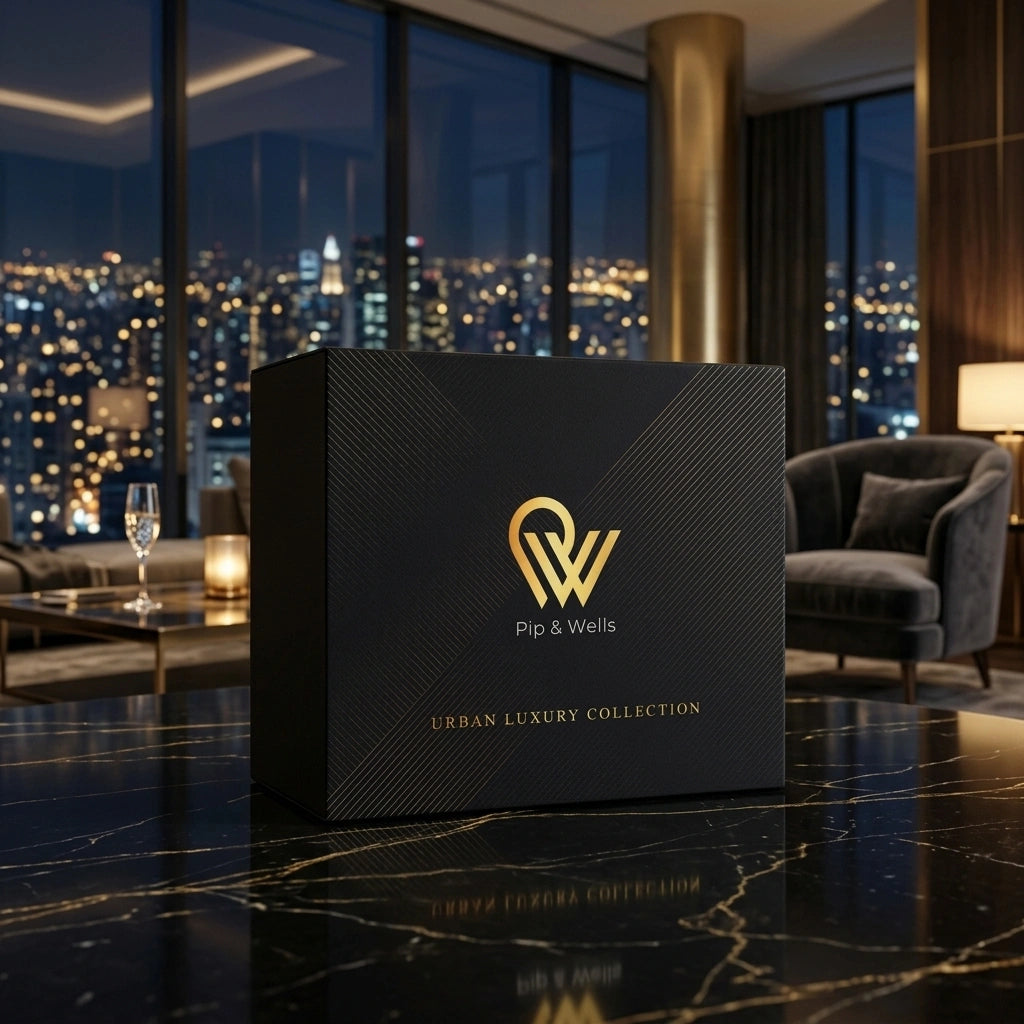 Pip & Wells Urban Luxury Collection-Geschenkbox in einem Stadtapartment